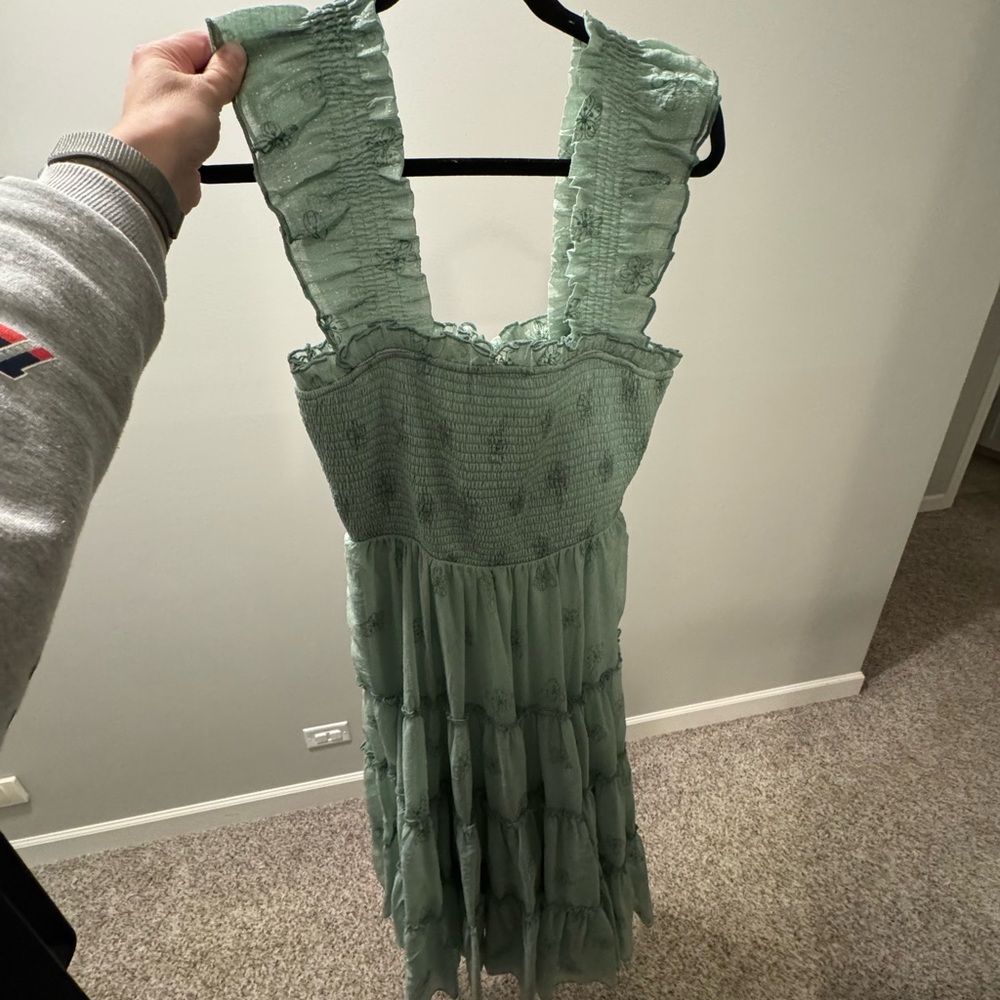 Baltic Born Holland Embroidered Dress in Light Sage